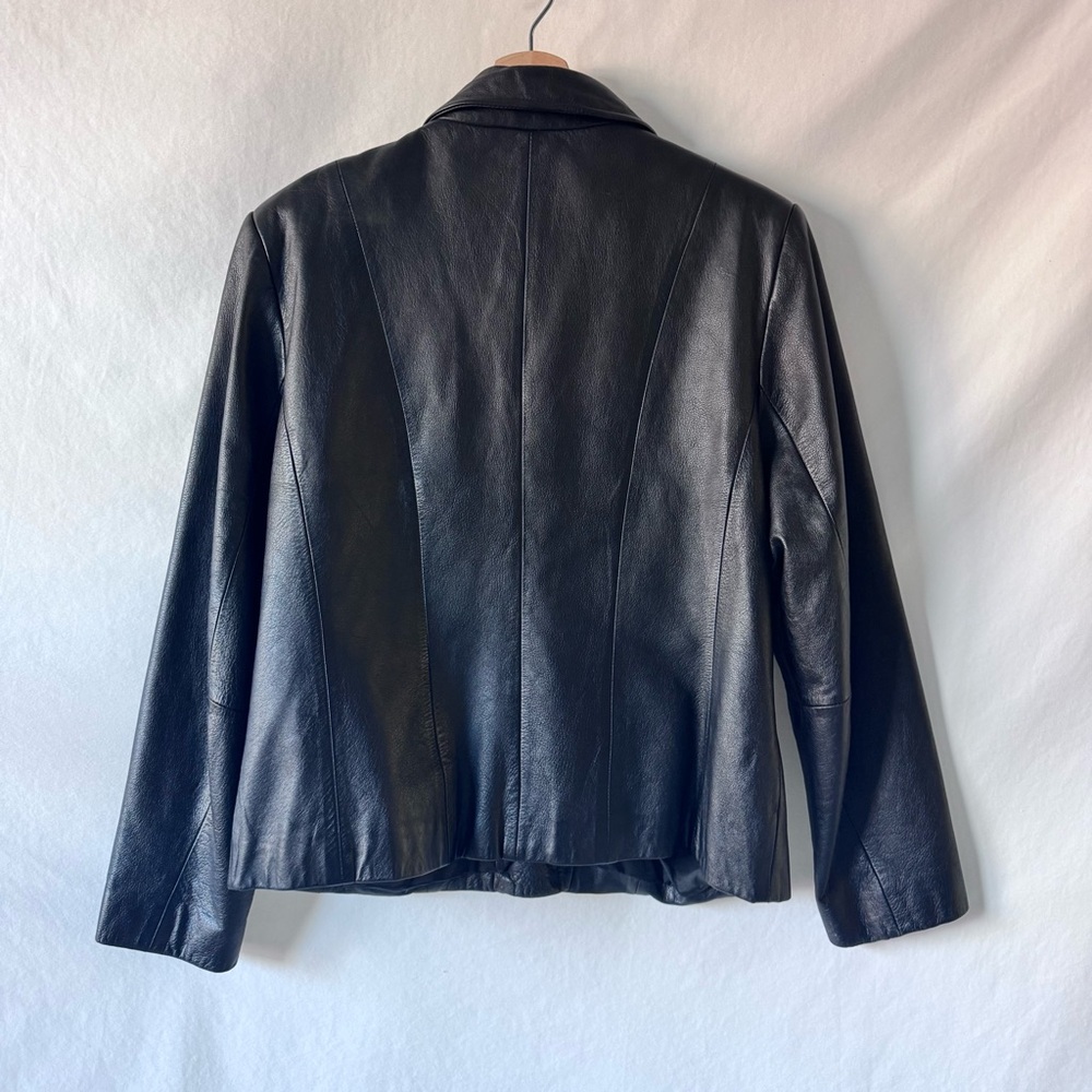 Preston & York Black Leather Button-Front Jacket - Picture 8 of 12
